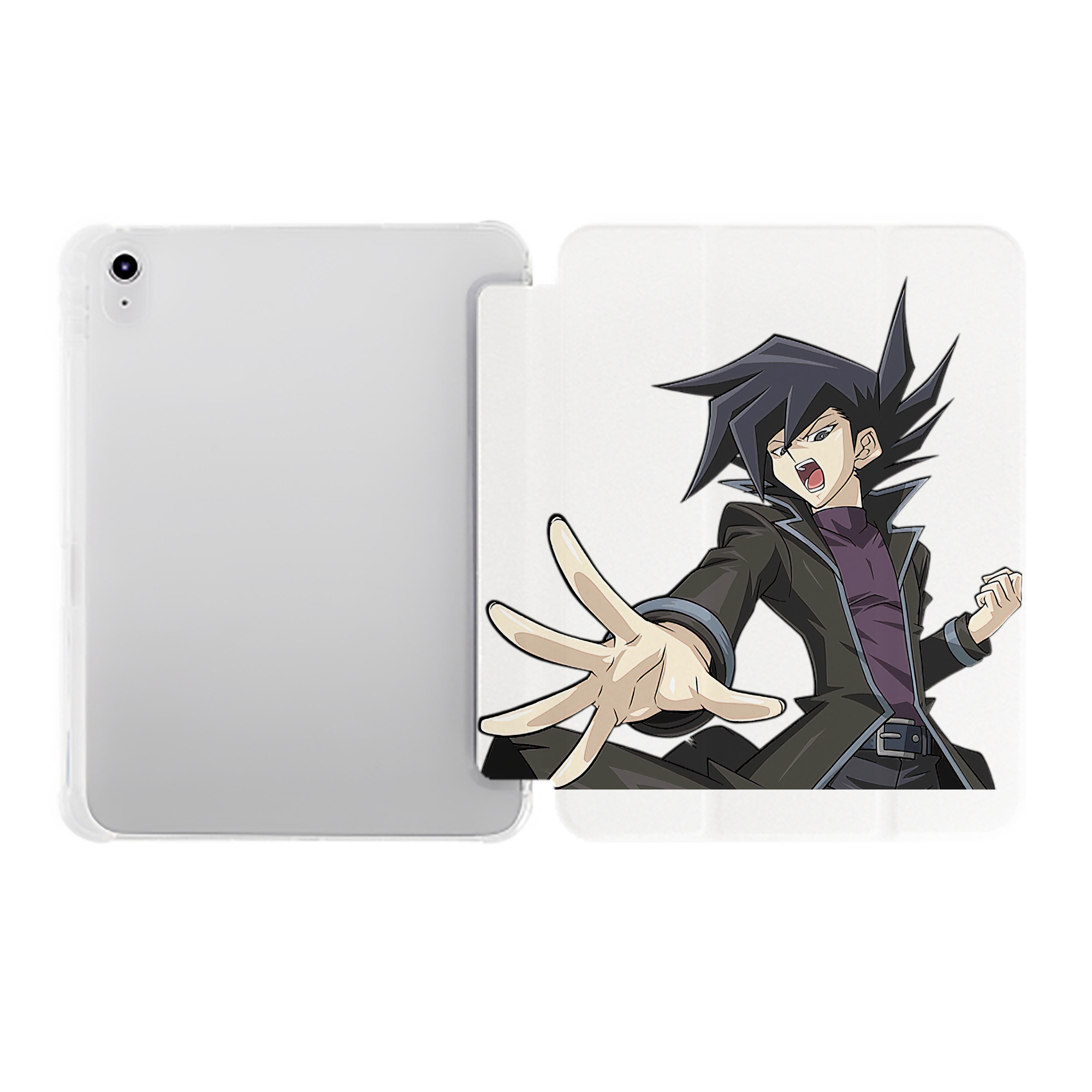 （画像用） 遊☆戯☆王 Yu-Gi-Oh! IPad ケース ペン収納付き 三つ折りスタンド PUレザー×シリコン 対応機種9.5/10.5/10.9インチ